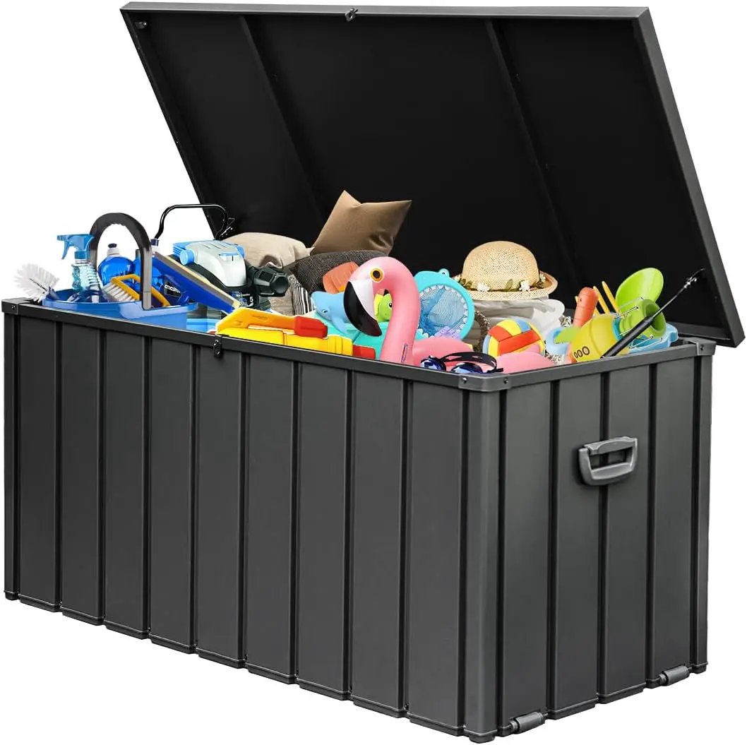 Domi 160-Gallon Outdoor Storage Box – Waterproof, Lockable Storage Cabinet for Patio Furniture, Garden Tools & Pool Supplies – Large Metal Storage for Cushions, Toys & More by GreenHaven Gardens