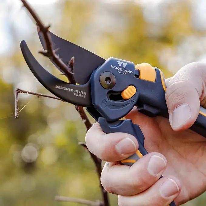 Woodland Tools Co. Super Duty Bypass Pruning Shears – 3/4" Cut Capacity, Gear-Driven Cutting System, High Carbon Steel Blade, Internal Spring, Adjustable Grip, Garden Pruner for Thick Stems and Shrubs by GreenHaven Gardens