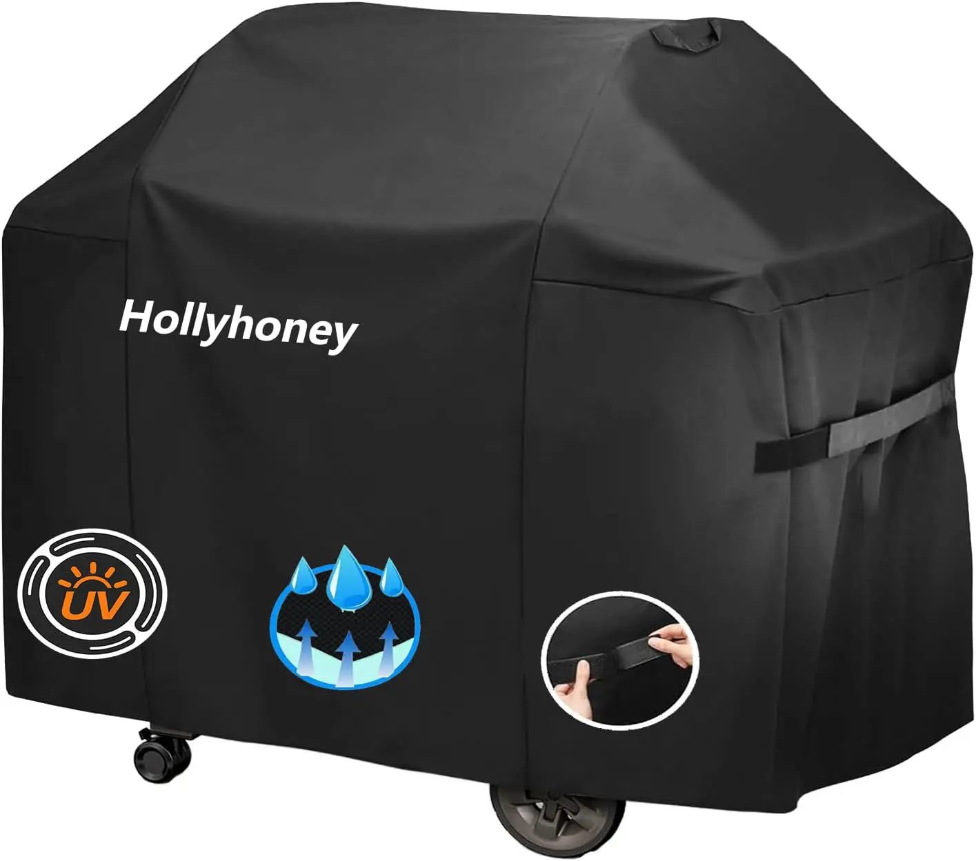 BBQ Grill Cover for Outdoor Grill,58 Inch,Black–Upgraded Lightweight Material,Waterproof,Weather Resistant,UV & Fade Resistant with Adjustable Straps–Gas Grill Cover for Weber,Genesis,Charbroil,etc by GreenHaven Gardens