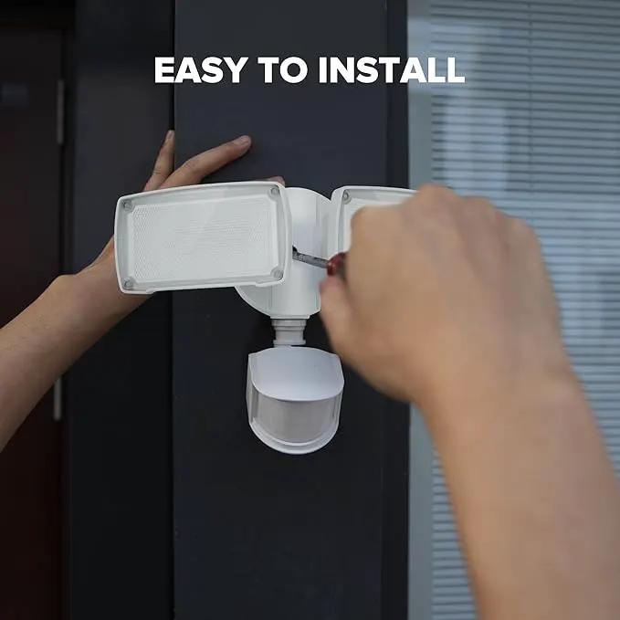 LUTEC 38W 3500 Lumen LED Motion Activated Integrated Dual-Head Floodlight Outdoor with Motion Sensor, 5000K Daylight, Dusk to Dawn, Exterior Security Wall Light for Patio, Garden, Yard(White) by GreenHaven Gardens