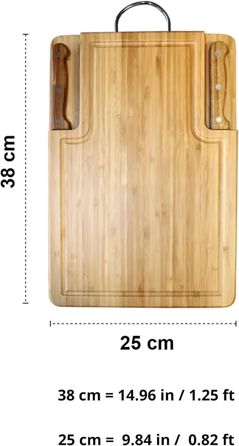 Premium BBQ Accessories & Grill Set with Bamboo Cutting Board, Adjustable Apron, Stainless Steel Knife & Fork. by GreenHaven Gardens