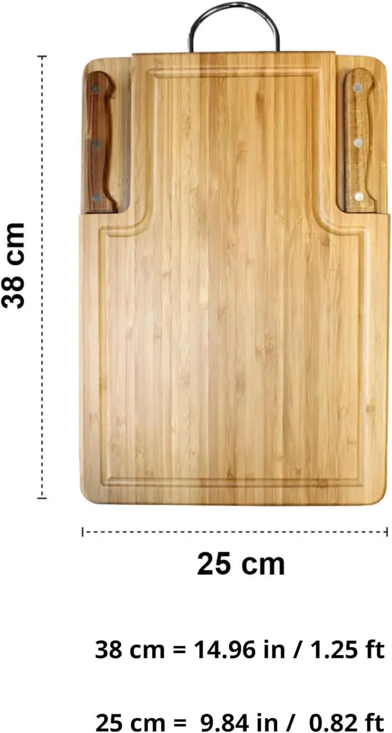 Premium BBQ Accessories & Grill Set with Bamboo Cutting Board, Adjustable Apron, Stainless Steel Knife & Fork. by GreenHaven Gardens