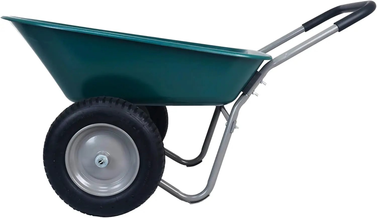 OLIXIS 2-Wheel Barrel Heavy-Duty Garden Wheelbarrow Cart with Pneumatic Tires, 5 Cu Ft Capacity & Built-in Stand – 300 lbs Load, Easy-Grip Handles, Lightweight, Green by GreenHaven Gardens
