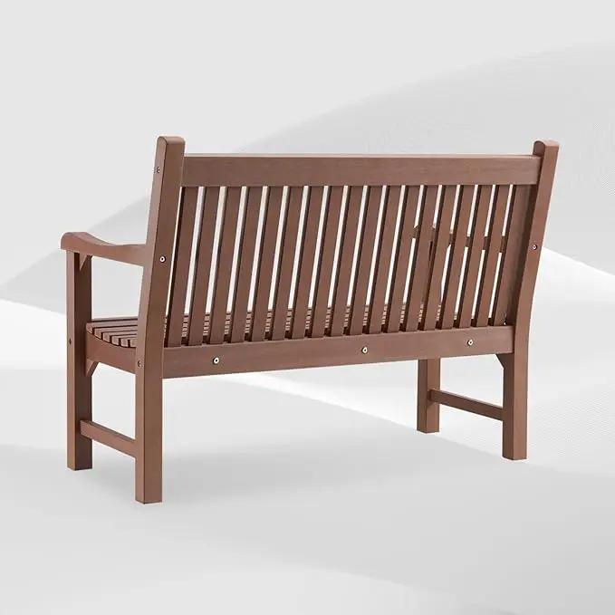 Psilvam Garden Bench, 2-Person Poly Lumber Patio Bench, All-Weather Outdoor Bench That Never Rot and Fade, Suit for Garden, Porch and Park(Brown) by GreenHaven Gardens