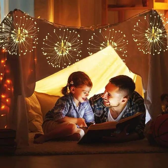 Firework Lights,10 Pack LED Copper Wire Fireworks Lights Fairy Lights Christmas Hanging Dimmable String 8 Modes Waterproof with Remote Control by GreenHaven Gardens
