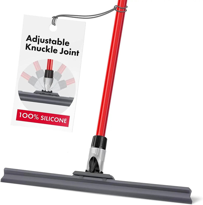 Heavy Duty Floor Squeegee for Concrete and Tile Floor - Silicone Squeegee Broom Floor Scrubber - Large Single Cast Rubber Blade Aluminum Long Handle 360° Swivel Joint - Garage Shower Window Cleaning by GreenHaven Gardens