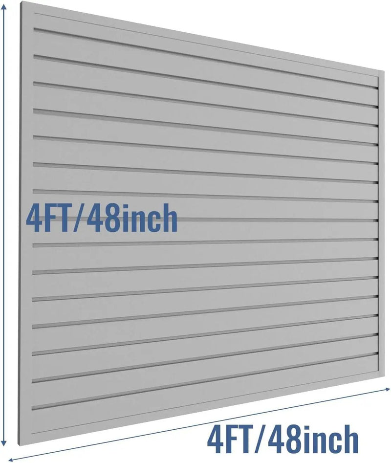 Slatwall Panel Garage Organizer PVC Slatwall Heavy Duty Wall Mounted Rack, Interlocking Slat Wall Panels for Tool Organization Peg Board(Grey 4 x 4 ft) by GreenHaven Gardens