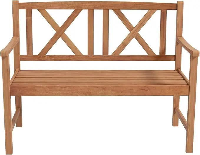 Giantex Patio Garden Bench Loveseat - 2-Person Acacia Wood Bench with Armrest, Backrest, Sturdy Frame, 800lbs Capacity, Outside Park Bench for Patio, Yard, Front Porch, Outdoor Garden Bench, Natural by GreenHaven Gardens