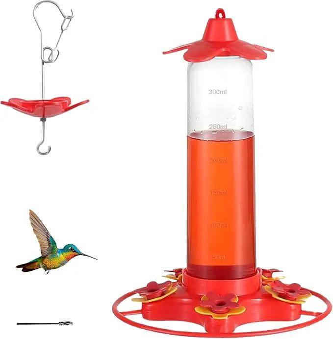 Hummingbird Feeders for Outdoors Hanging - 5 Feeding Ports 320 ml Plastic Hummingbird Feeder, Bee-Proof Leak-Proof No Drip, Easy to Clean with Cleaning Brush by GreenHaven Gardens