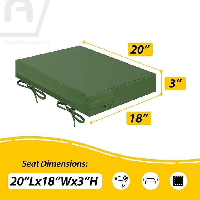 AAAAAcessories Outdoor Seat Cushions for Chairs, Waterproof, Fade-Resistant Patio Furniture Replacement Cushions, 20" x 18" x 3", Set of 2, Dark Moss Green by GreenHaven Gardens