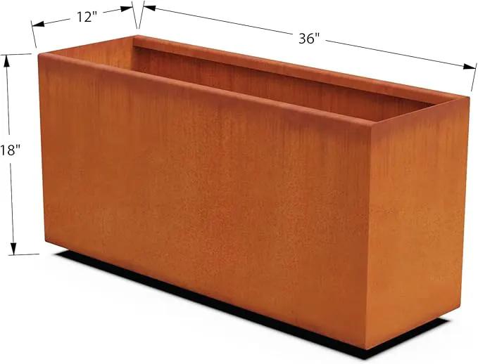 Large Rectangular Planter for Outdoor Plants – 36-Inch Corten Steel Planter Box | Heavy Duty Metal, Modern Rustic Finish | Made in USA, Fully Assembled by GreenHaven Gardens