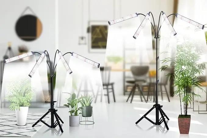 Grow Light with Stand, 200W 6000K Full Spectrum Gooseneck Floor Plant Light for Indoor Plants Growing,5 Dimmable Levels & Auto On/Off Timer, Tripod Stand Adjustable 15-48 in by GreenHaven Gardens