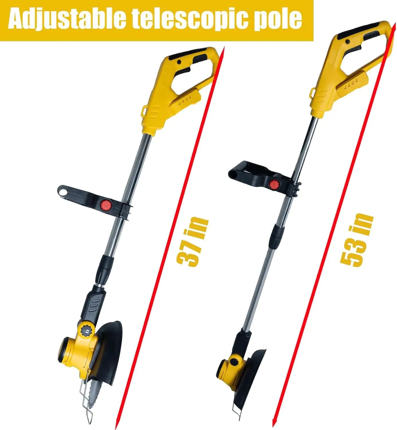 Electric Weed Wacker Cordless for Dewalt 20 V Battery, 4-in-1 Battery-Powered Mower, Lightweight Cordless Weeder for Lawn, Yard and Brush Mowing (Battery Free, Yellow) by GreenHaven Gardens