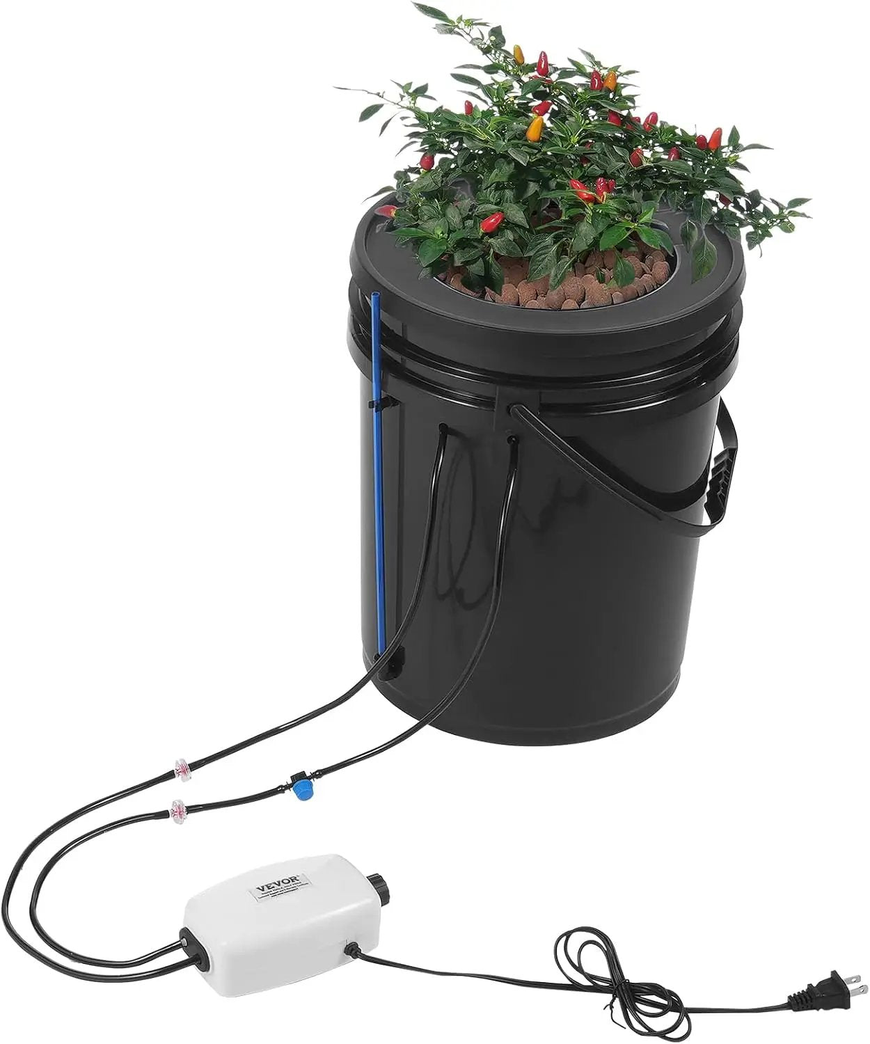 VEVOR DWC Hydroponics Grow System, Hydroponic Growing System with Top Drip Kit, 5-Gallon Deep Water Culture with Air Pump, Air Stone and Water Level Device for Leafy Vegetables(1 Bucket+Top Drip Kit) by GreenHaven Gardens
