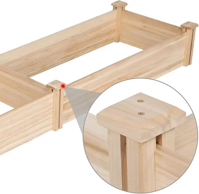Yaheetech 8×2ft Wooden Horticulture Raised Garden Bed Divisible Elevated Planting Planter Box for Flowers/Vegetables/Herbs in Backyard/Patio Outdoor, Natural Wood, 95 x 25 x 11in by GreenHaven Gardens