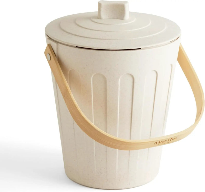 Martha Stewart Indoor Compost Bin | Countertop Composting Bucket for Kitchen | .7 Gallon Capacity | Includes Filter | Plant Based Materials | Linen White by GreenHaven Gardens