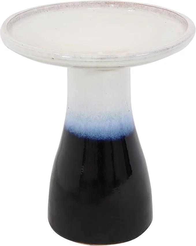 Sunnydaze 21" H Ceramic Bird Bath for Outside - Hand-Painted Outdoor Bird Bath Bowl, UV/Frost-Resistant Finish - Twilight - Classic Pedestal by GreenHaven Gardens
