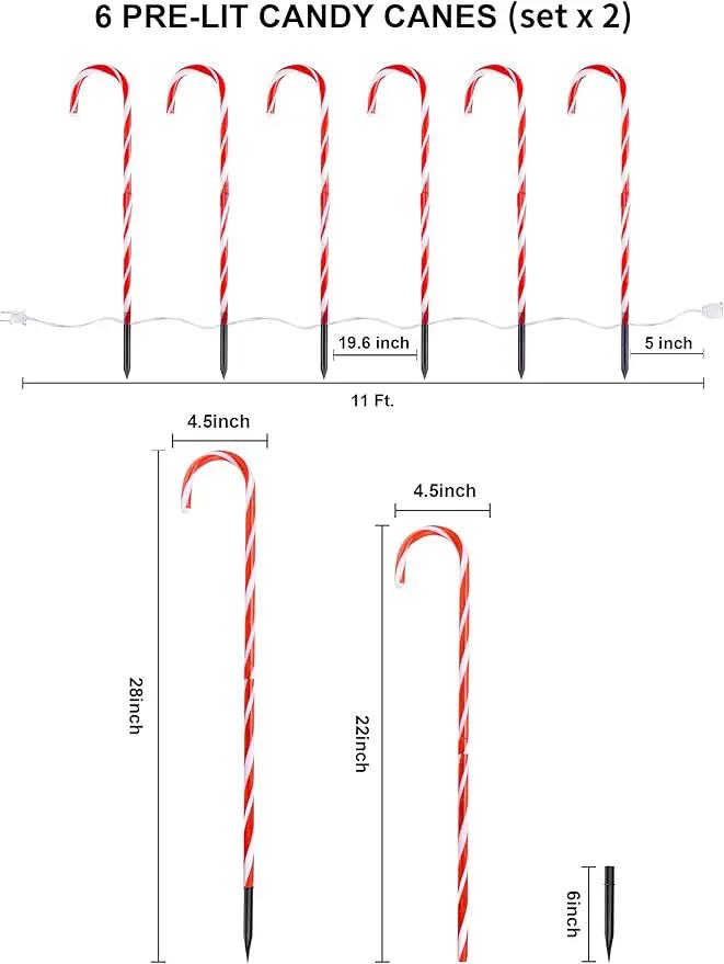 COOLWUFAN 28" Christmas Candy Cane Pathway Markers, Set of 12 Pack Christmas Outdoor Decorations Pathway Lights with 72 Warm Lights for Christmas Holiday Party Walkway Patio Garden Yard Lawn Decor by GreenHaven Gardens