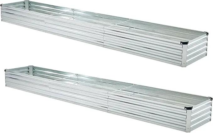 12x2x1ft(2 Pack) Galvanized Raised Garden Bed,Outdoor Planter Box Metal Patio Kit Planting Bed for Vegetables Flowers and Succulents,Silver by GreenHaven Gardens