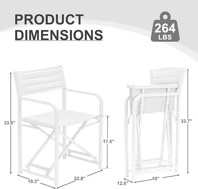 Aoodor Patio 34" Director's Chairs Set of 4, Outdoor Portable Bar Height Seating with Folding Aluminum Frame, 225 lbs Capacity, Perfect for Camping, Fishing, Picnic by GreenHaven Gardens