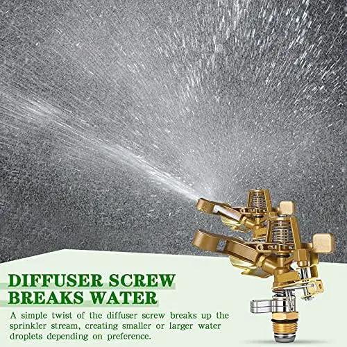 Ferraycle 4 Pieces 1/2 Inch Brass Impact Sprinkler Head with Nozzles Heavy Duty Adjustable 0-360 Degrees Impulse Sprinkler Head Lawn Watering for Yard Irrigation by GreenHaven Gardens