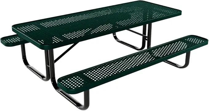 Coated Outdoor Furniture Heavy-Duty Portable Outdoor Kids Table, Punched Steel Kids Picnic Table, Commercial-Grade Picnic Table, Made in America (6ft Rectangular, Childrens, Dark Green) by GreenHaven Gardens
