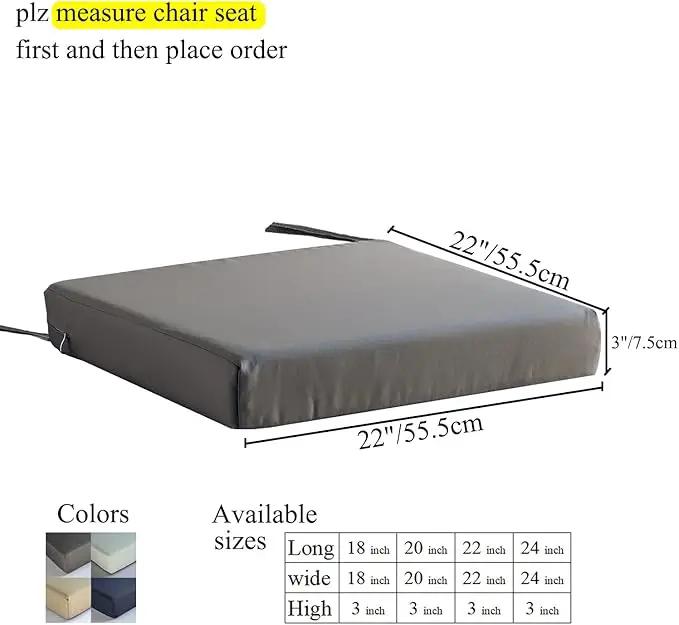 Patio Chair Cushions Set of 2 Non Slip Bottom Chair Pad with Ties Waterproof Square Outdoor Seat Cushion Replacement for Garden Swing Furniture 22x22 Inch, White by GreenHaven Gardens