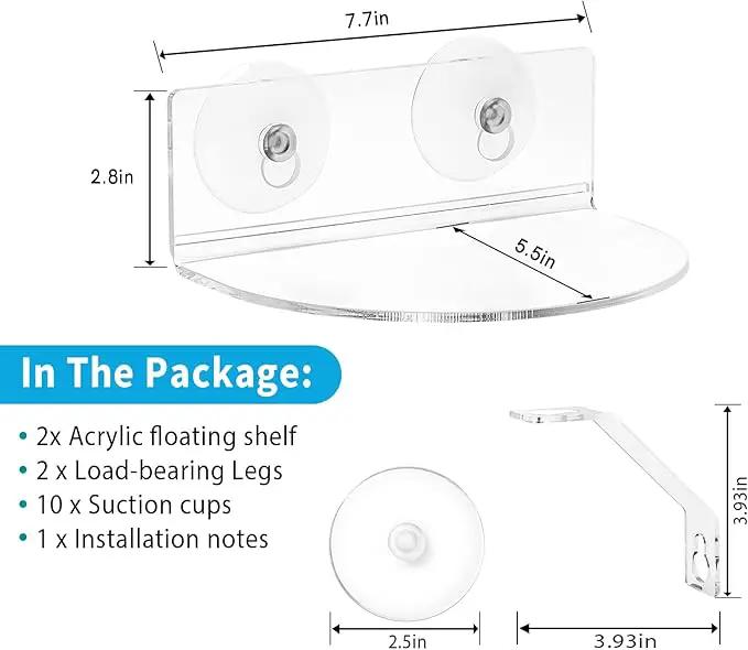 2-Pack Acrylic Window Plant Shelves with Suction Cups & Support Brackets - Semicircular Window Sill Extender for Herb Pots, Succulents, Flower Boxes, Micro Greens | Indoor/Outdoor Use by GreenHaven Gardens