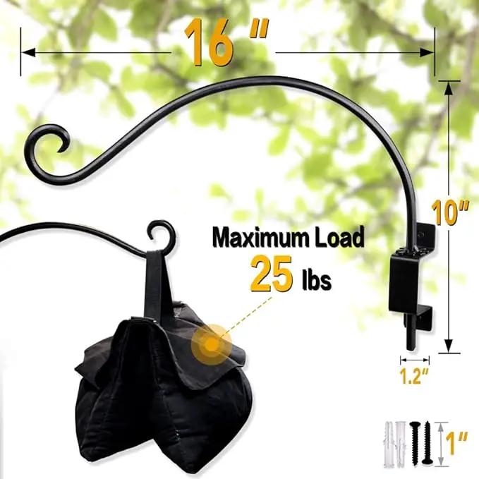 AJART Bird Feeder Hanger of Swivel Hanging Plant Bracket for Outdoor(Black) More Suitable for Outside birdhouses Plant Hooks (16"-2PCs) by GreenHaven Gardens