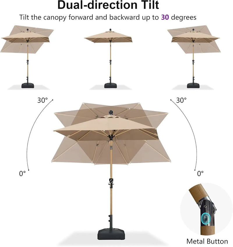PURPLE LEAF 6' x 6' Market Umbrella Outdoor Table Umbrella Aluminum Patio Umbrella with Push Button Tilt & 8 Sturdy Ribs and Crank Outdoor Umbrellas for Deck Backyard Beach, Taupe by GreenHaven Gardens