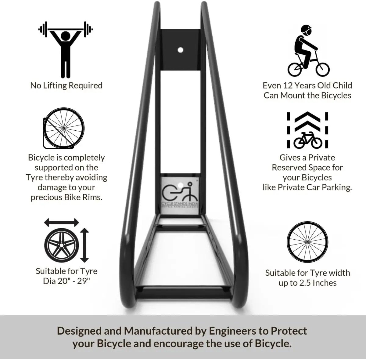 Bike Wall Mount Vertical Bike Hanger for Home Space Saving Rack Storage Mount for Garage or Home Bicycle Holder for Mountain Bikes Road Bikes Holds up to 77lbs Black,Pack of 2 by GreenHaven Gardens