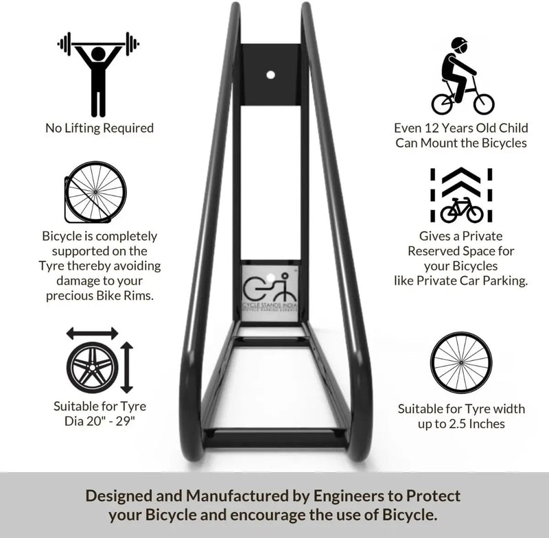 Bike Wall Mount Vertical Bike Hanger for Home Space Saving Rack Storage Mount for Garage or Home Bicycle Holder for Mountain Bikes Road Bikes Holds up to 77lbs Black,Pack of 2 by GreenHaven Gardens