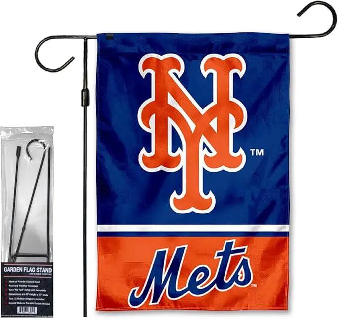 WinCraft Mets Garden Flag with Stand Holder Flagpole by GreenHaven Gardens