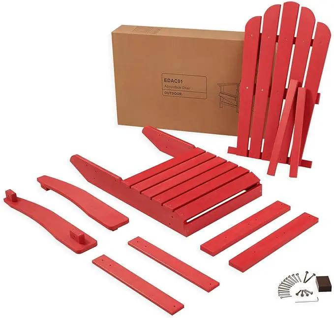 Psilvam Classic Adirondack Chair, Standard-Sized Poly Lumber Fire Pit Chair, 350Lbs Support Weather Resistant Patio Chairs for Garden, Party, Beach(Red) by GreenHaven Gardens