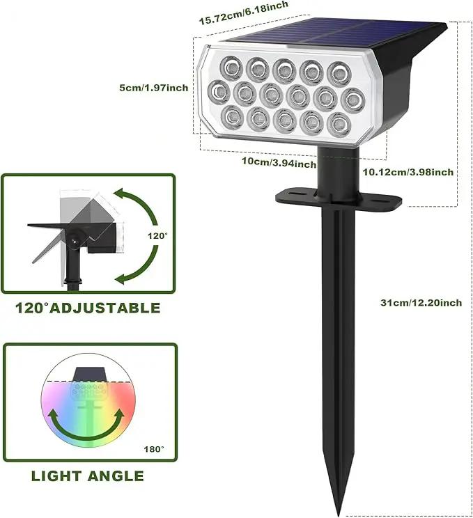 Solar Lights Outdoor Waterproof IP65, 8 Lighting Modes Multicolor Solar Spot Lights Outdoor, Landscape Spotlights for Garden Yard, 4 Pack RGB by GreenHaven Gardens