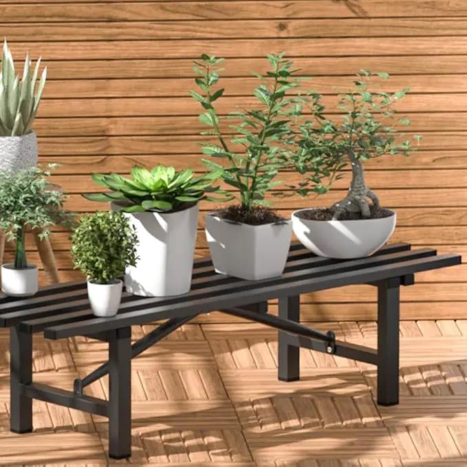 Premium Aluminum Plant Stand - Home Decor & Outdoor Garden Solution with 300 LBS Capacity, L37.8 x W11.4 x H7.9 inch by GreenHaven Gardens