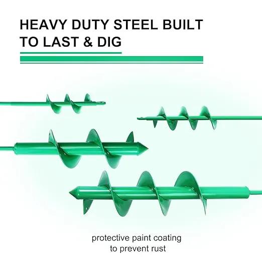 4 Pack Garden Ground Earth Spiral Drill Bit for 3/8" Hex Drive Drill, Auger Drill Bits for Bulbs Planting, Hole Digger Flowers,Bedding Digging Plant Rapid Planter Tool by GreenHaven Gardens