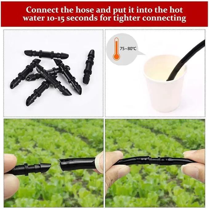 Kalolary 150 Pieces 1/4’’ Straight Barbed Connectors, Fitting Drip Irrigation Fitting Drip Irrigation Barbed Coupling Single Barbed Connector for Irrigation Tubing System and Garden by GreenHaven Gardens