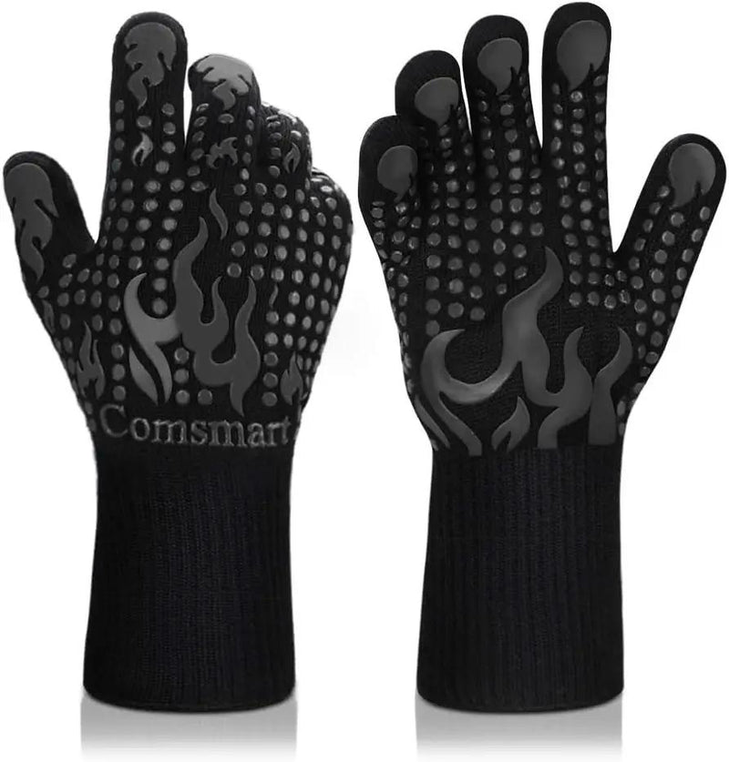 Comsmart BBQ Gloves, 1472F Heat Resistant Silicone Non-Slip Oven Mitts, Long Kitchen Gloves Perfect for Grilling, Cooking, Baking, Cutting by GreenHaven Gardens
