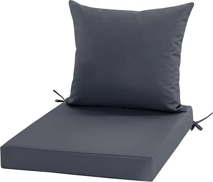 Outdoor Cushions for Patio Furniture, Waterproof Outdoor Chair Cushion w/Fade-Resistant, Removable & Machine-Washable Cover, 22x22 Inch, Deep Seat Sofa/Couch Pad Replacement – Set of 1/2/4, Dark Grey by GreenHaven Gardens