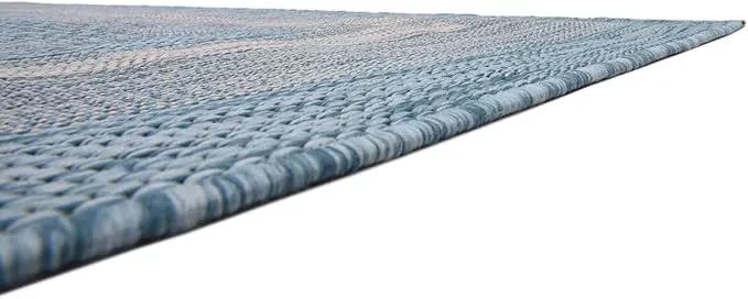 Unique Loom Outdoor Border Collection Area Rug - Soft Border (8' x 11' 4" Rectangle, Aquamarine/ Ivory) by GreenHaven Gardens