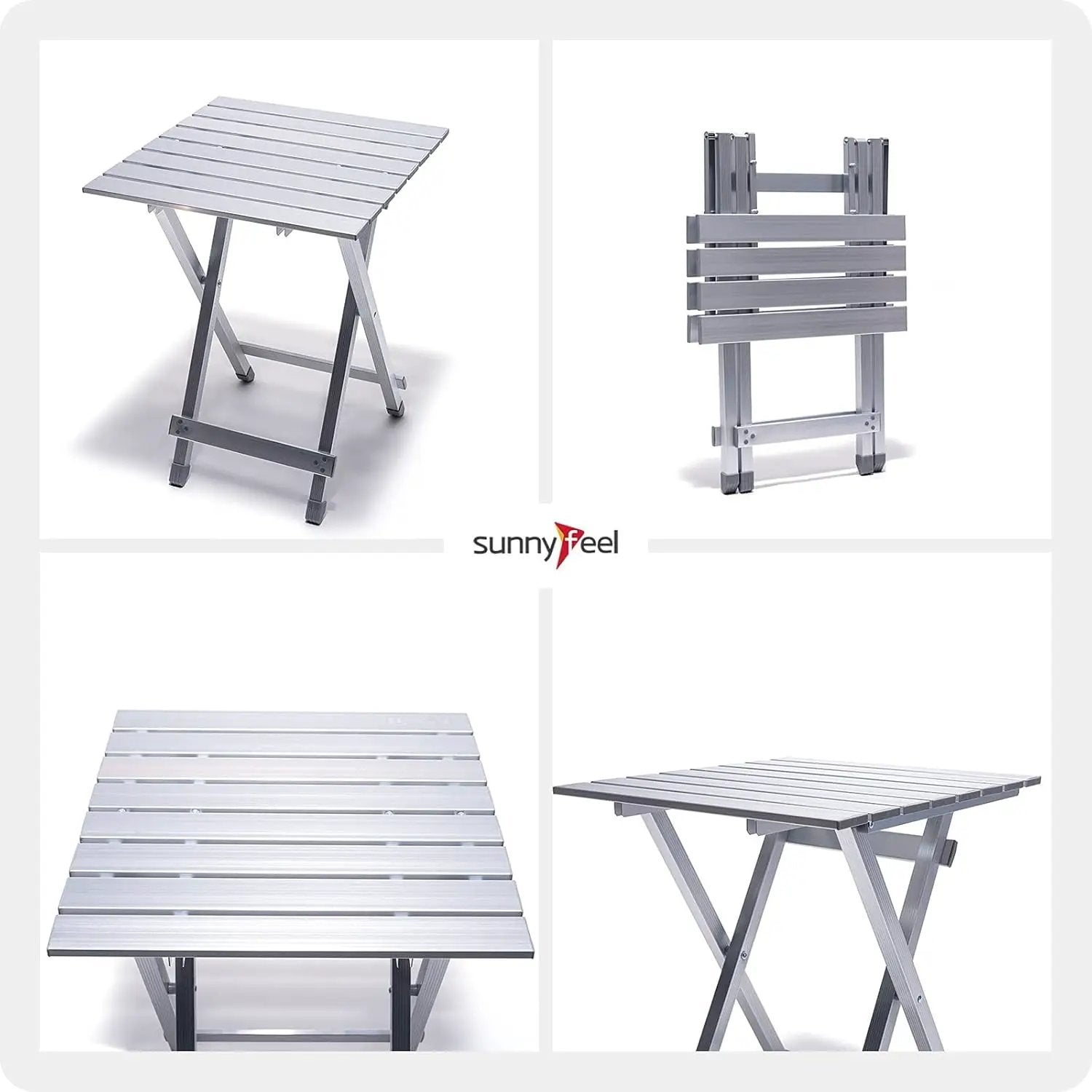 SUNNYFEEL Folding Camping Table - Lightweight Aluminum Portable Picnic Table, 18.5x18.5x24.5 Inch for Cooking, Beach, Hiking, Travel, Fishing, BBQ, Indoor Outdoor Small Foldable Camp Tables by GreenHaven Gardens
