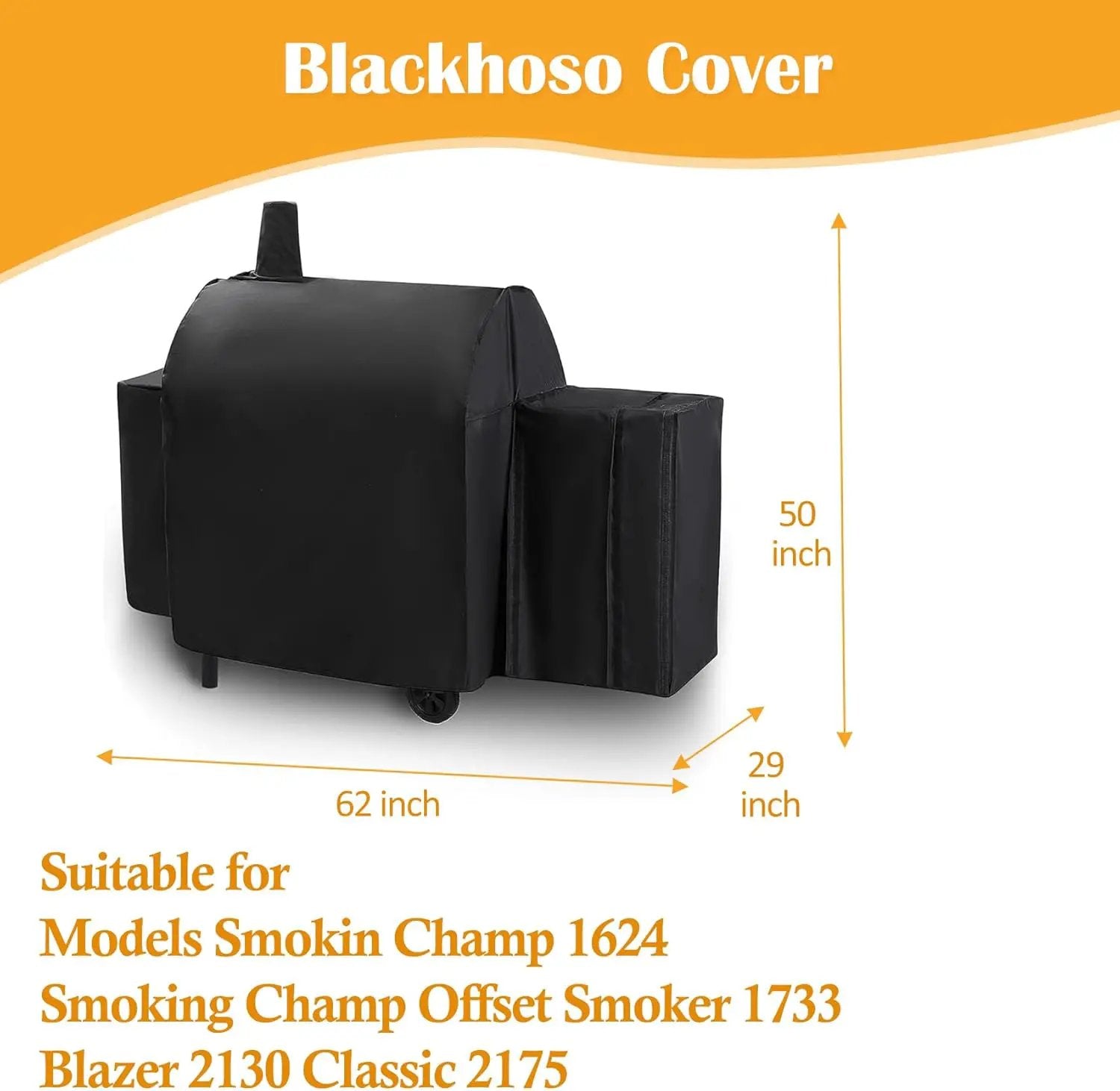 Grill Cover for Char-Griller Smokin Champ 1624 Smoking Champ Offset Smoker 1733, Blazer 2130 and Classic 2175, Heavy Duty Waterproof UV Resistant Cover, Outdoor BBQ Accessories by GreenHaven Gardens