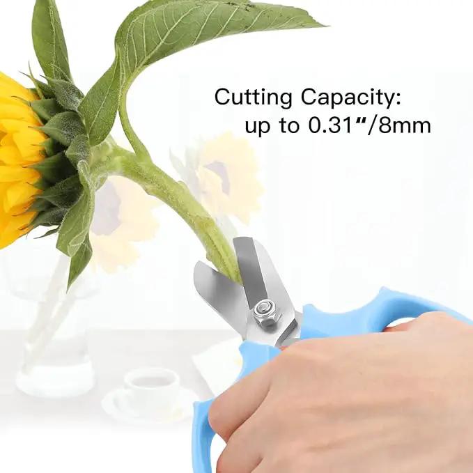 Flower Scissors, Strong Floral Shears, Premium Steel Garden Pruning Shears Floral Fruits Leaf Scissors Hand Pruner Snip Trimming Tool for Gardening Flower Arrangement, Light Blue by GreenHaven Gardens