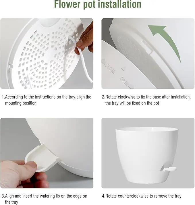 12/10/9 inch Large Self Watering Pots, Plant Pots with Mesh Drainage Holes for Indoor Outdoor Garden Plants, Flower Pots with Removable Deep Reservoir, Set of 3 Plastic Planters, White by GreenHaven Gardens