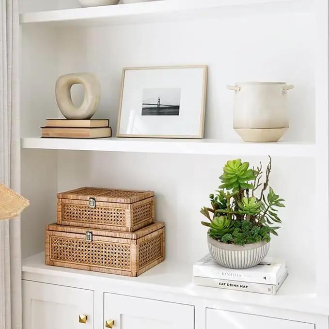 DILATATA Small Faux Plant Assorted Fake Succulents Plants Faux Succulents Arrangement Cement Potted Desk Plants Small Fake Plants for Home Table Office Bathroom Shelf Living Room Decor by GreenHaven Gardens
