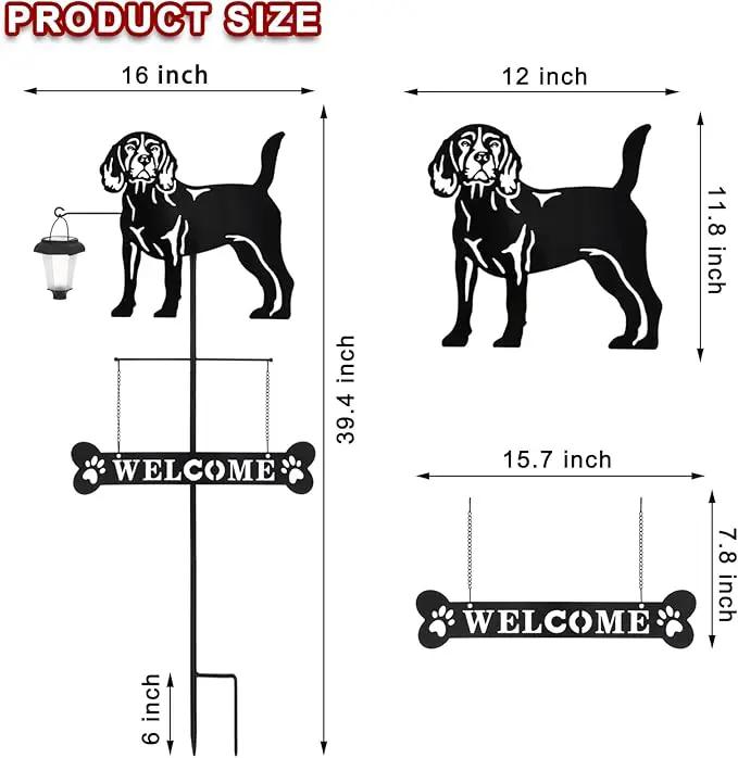 BAYN Solar Beagle Silhouette Dog Breed Welcome Sign with a Lantern Outdoor Decorative Garden Stakes for Yard, Lawn, Patio, Pathway by GreenHaven Gardens