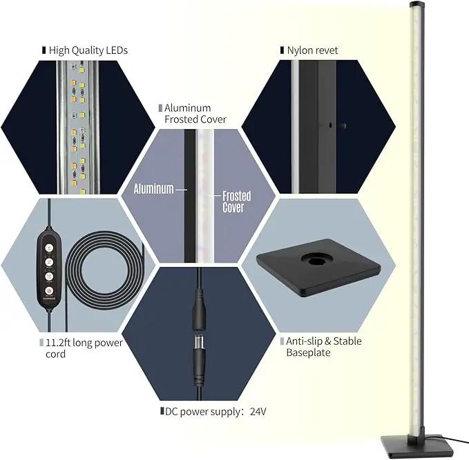 GLOWRIUM Standing Grow Light for Indoor Plants,60in Full Spectrum Vertical Plant Light,3 Light Modes,Auto-Timer,6-Level Dimmable,Suitable for Wide Area Coverage in Indoor Plants (4-Section) by GreenHaven Gardens