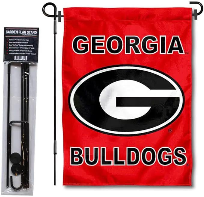 College Flags & Banners Co. Georgia Bulldogs Garden Flag with Pole Stand Holder by GreenHaven Gardens