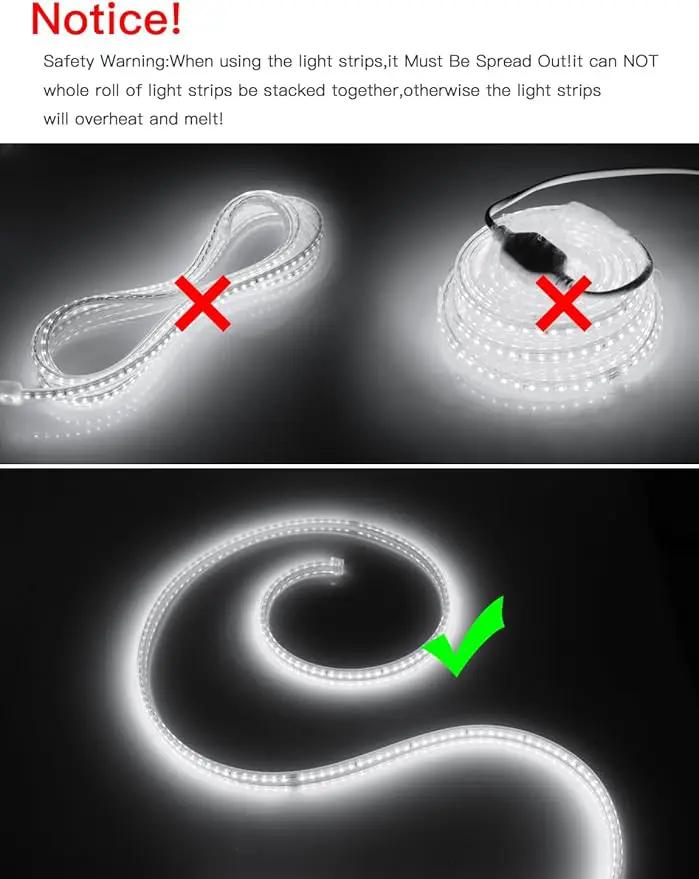 AIMENGTE Outdoor LED Strip Lights Waterproof, AC 110V, 1200LEDs, 6500k LED Rope Bright Lights for Garden, Patio, Indoor Under Cabinet Home Christmas Decoration(32.8ft, Cool White) by GreenHaven Gardens
